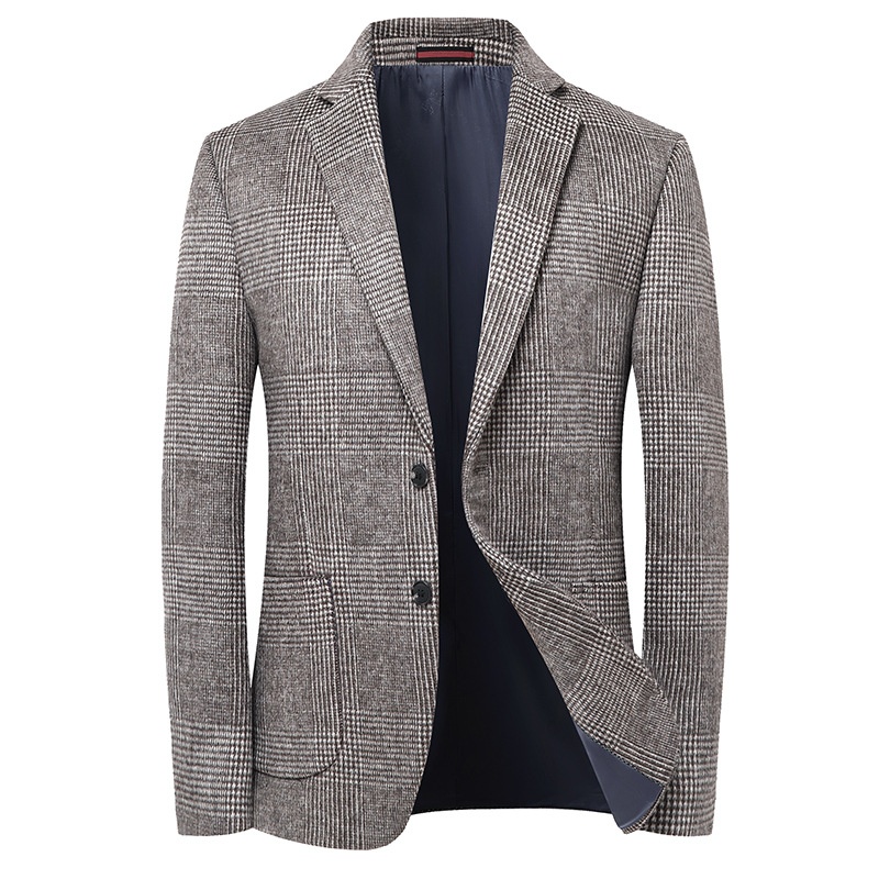 QFV507045555501<2 QFV507045555501<2 Giacca a quadri leggera casual in lana da uomo di mezza età, stile autunno inverno, disponibile in magazzino_voghion.com