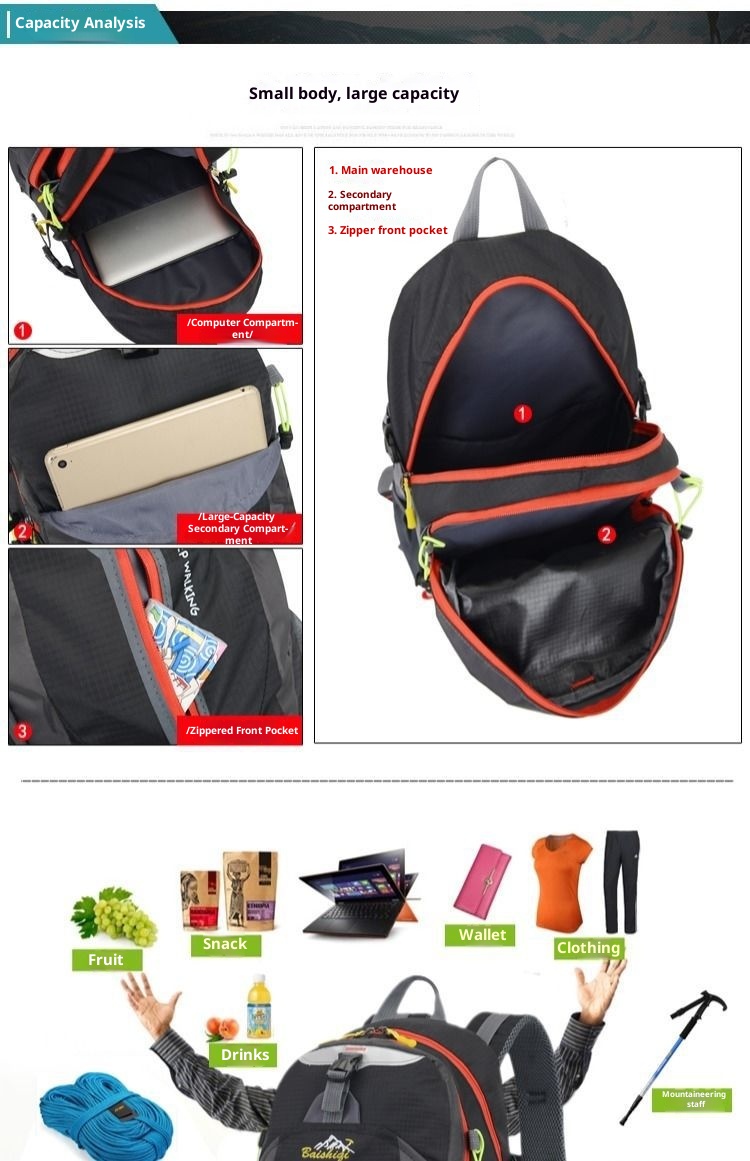 ActiveGo And Women, Large Capacity Travel Outdoor Hiking Casual Luggage Bag, Trendy Sports Backpack For Men_voghion.com