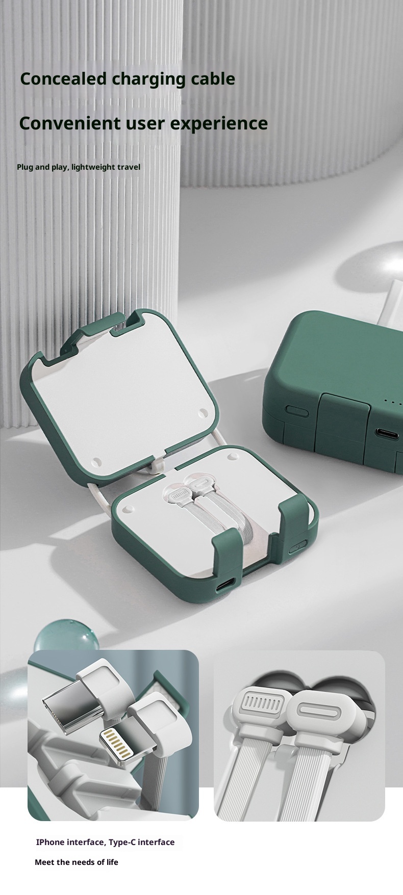 Techglobe Borsa con clip posteriore, cavo incorporato, versione aggiornata, supporto creativo multifunzionale, alimentazione mobile all'ingrosso_voghion.com