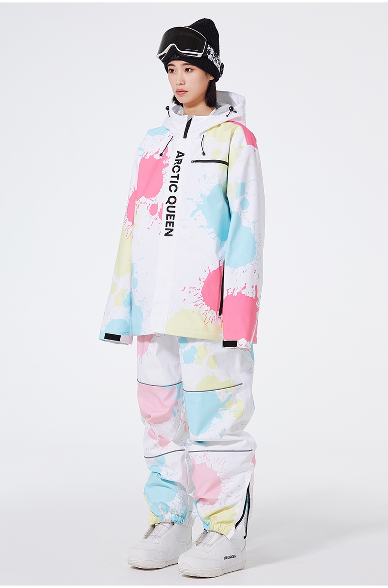 001 Damskie i męskie spodnie narciarskie OVERSIZE Zimowe, wodoodporne, ciepłe, wiatroszczelne, do jazdy na snowboardzie_voghion.com