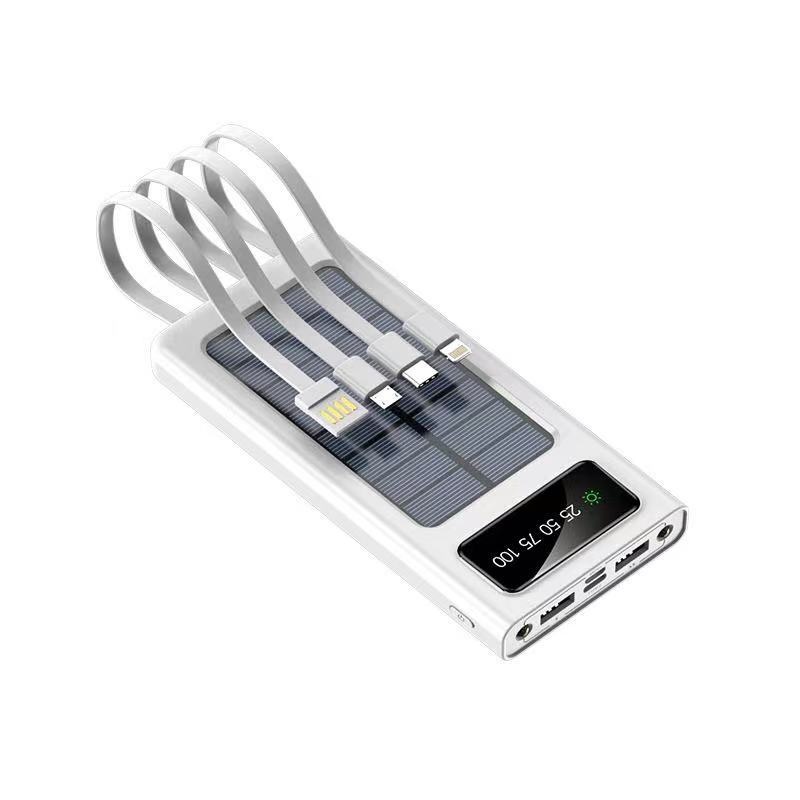 techglobe Solar 30000mAh With Built-in Cable Outdoor Large Capacity 20000mAh Mobile Power Bank Customizable_voghion.com