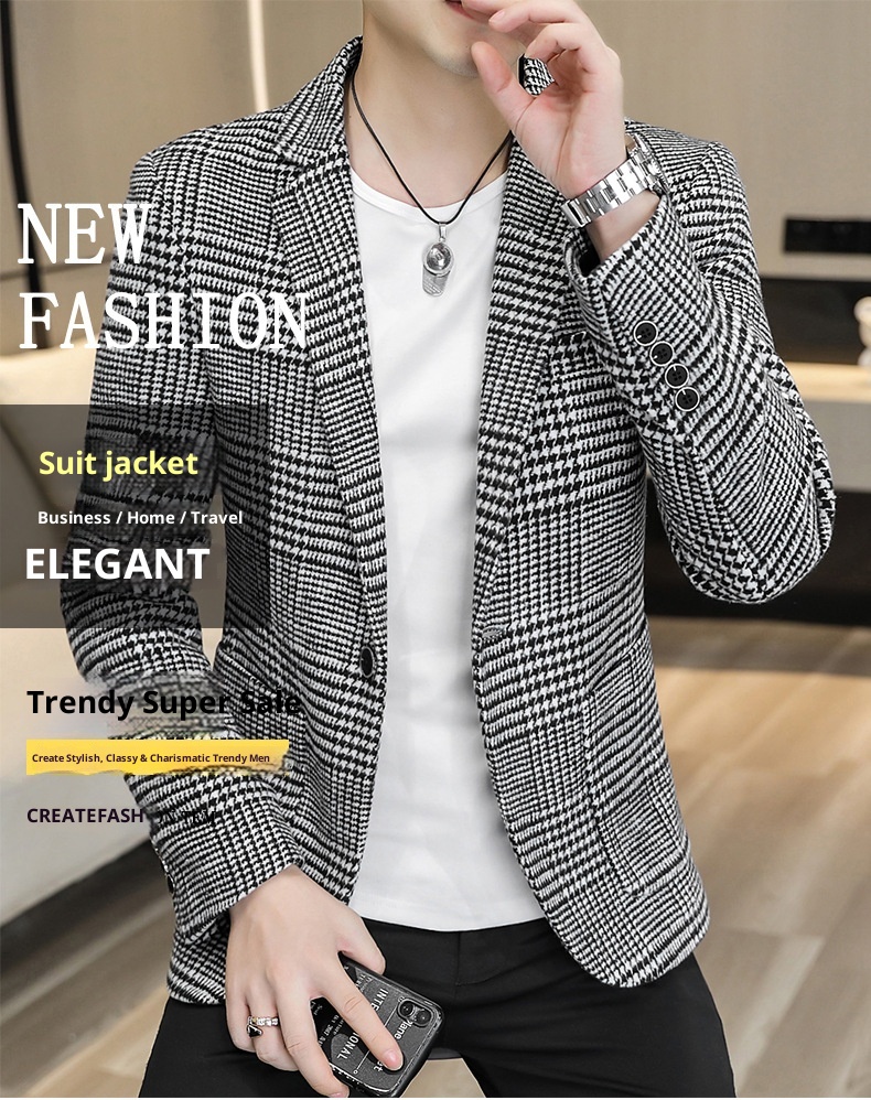 QFV507045555501<2 QFV507045555501<2 Conjunto de moda para hombre joven, estilo blazer a cuadros, ideal para bodas, ocasiones informales y ocasiones especiales._voghion.com