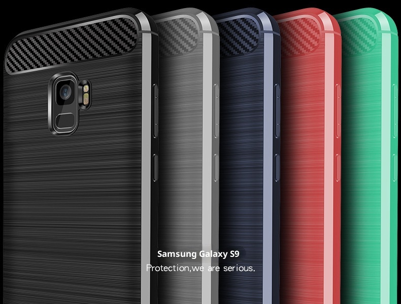 TechGlobe Custodia protettiva antiurto in fibra di carbonio spazzolata per telefono Galaxy Samsung S9_voghion.com