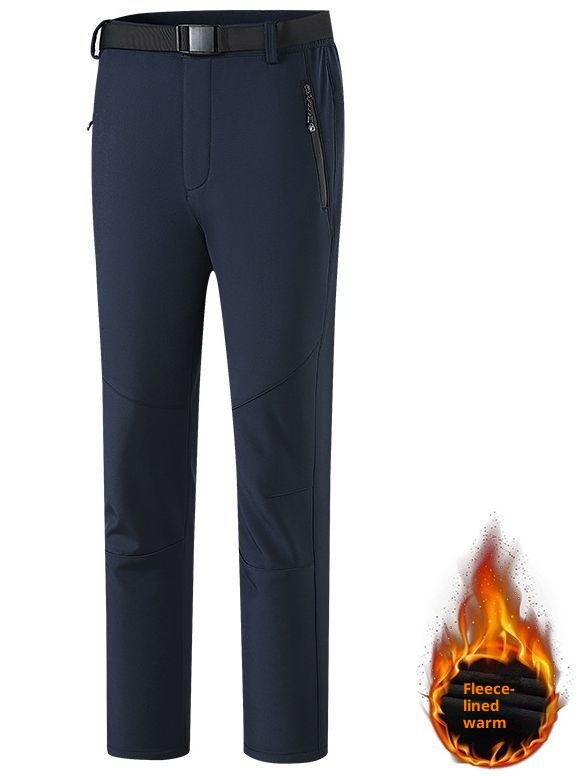 001 New Outdoor Soft Shell Fleece Lined Thicked Winter Warm Skiing Hiking Loose Windproof Waterproof Softshell Pants For_voghion.com