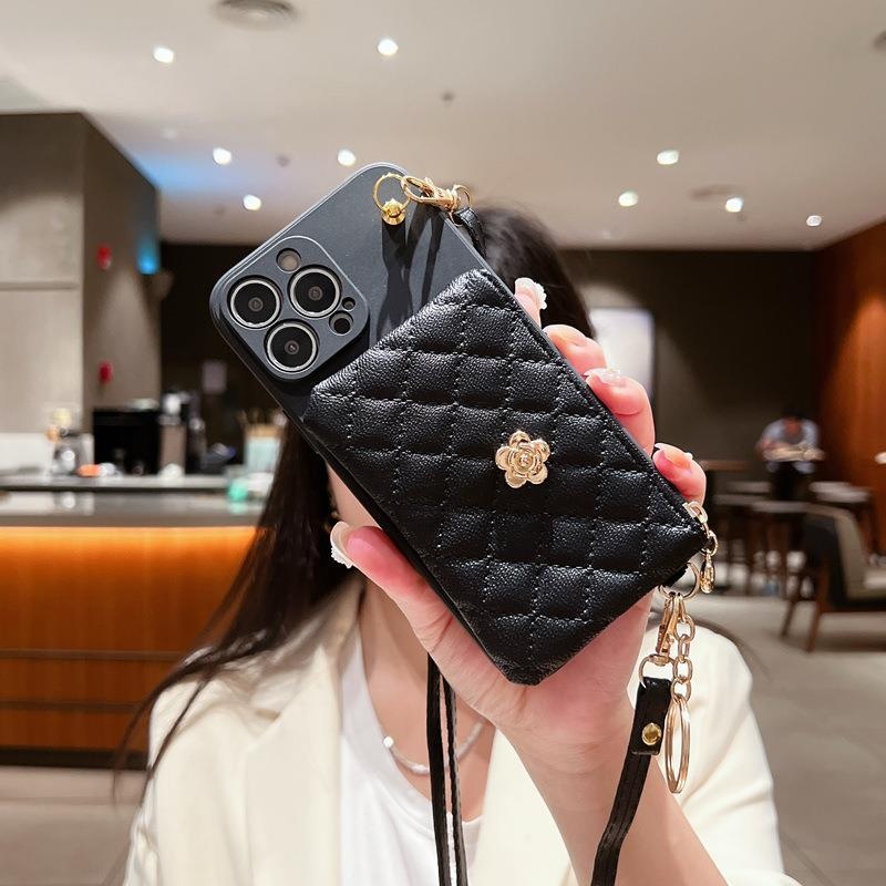 TechGlobe Camellia Suitable For OPPO Reno10pro+ Coin Card Holder Phone Case A1PRO Fashion A93S Crossbody New Model_voghion.com