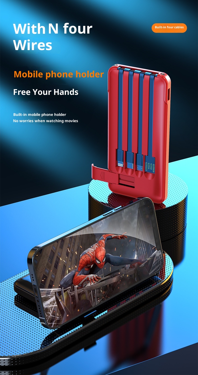 techglobe Wholesale Portable Built-in Cable Mirror Bank 20000mAh High-Quality Gift Mobile Power Supply PowerBank_voghion.com