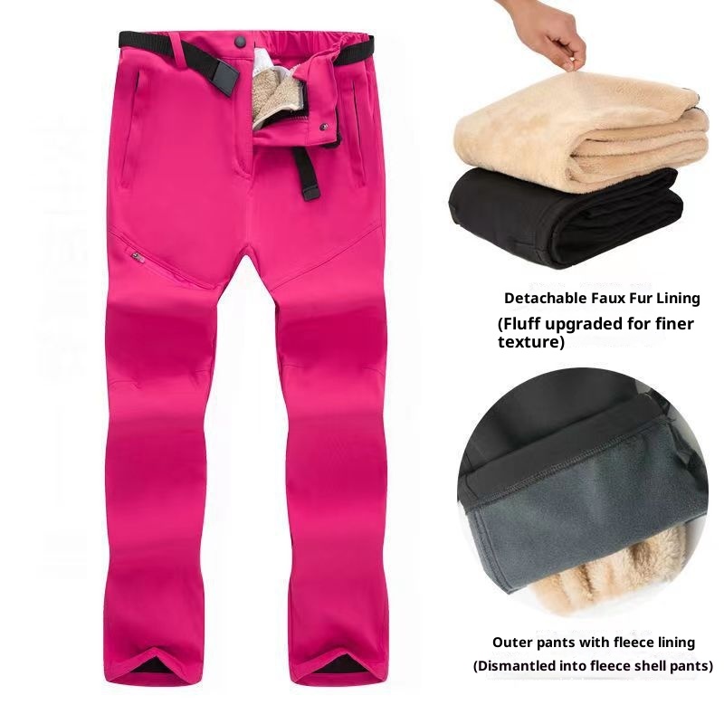 001 Nuovi pantaloni da sci da uomo, da trekking, impermeabili, traspiranti, foderati in pile softshell, spessi, da donna, in lana d'agnello_voghion.com