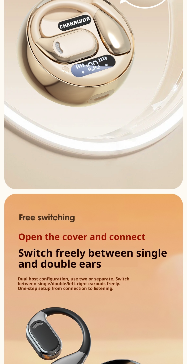 3c M76 Open Wireless AI Translation Bluetooth-oortelefoons Air Bone Conduction-oorhaak voor hardlopen en sport 5.4_voghion.com