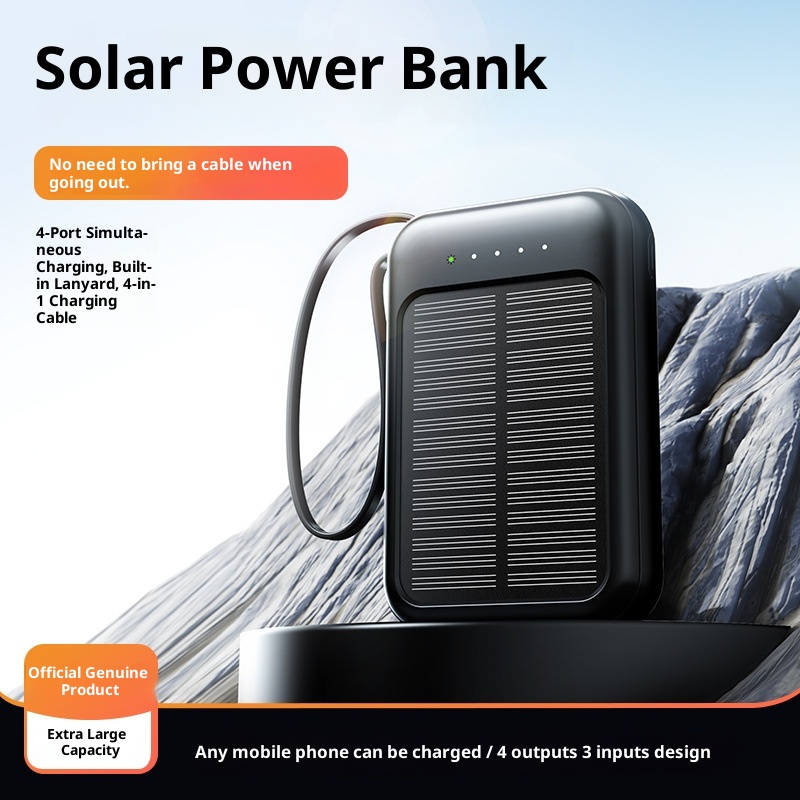Techglobe 20000mAh Grande capacità solare transfrontaliera Mini Power Bank portatile con quattro cavi all'ingrosso_voghion.com