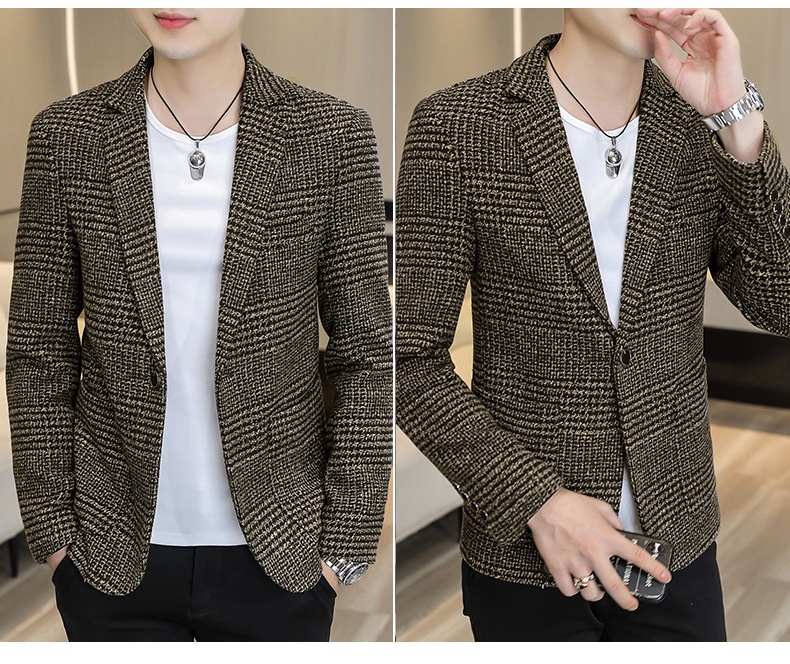 QFV507045555501<2 QFV507045555501<2 Conjunto de moda para hombre joven, estilo blazer a cuadros, ideal para bodas, ocasiones informales y ocasiones especiales._voghion.com