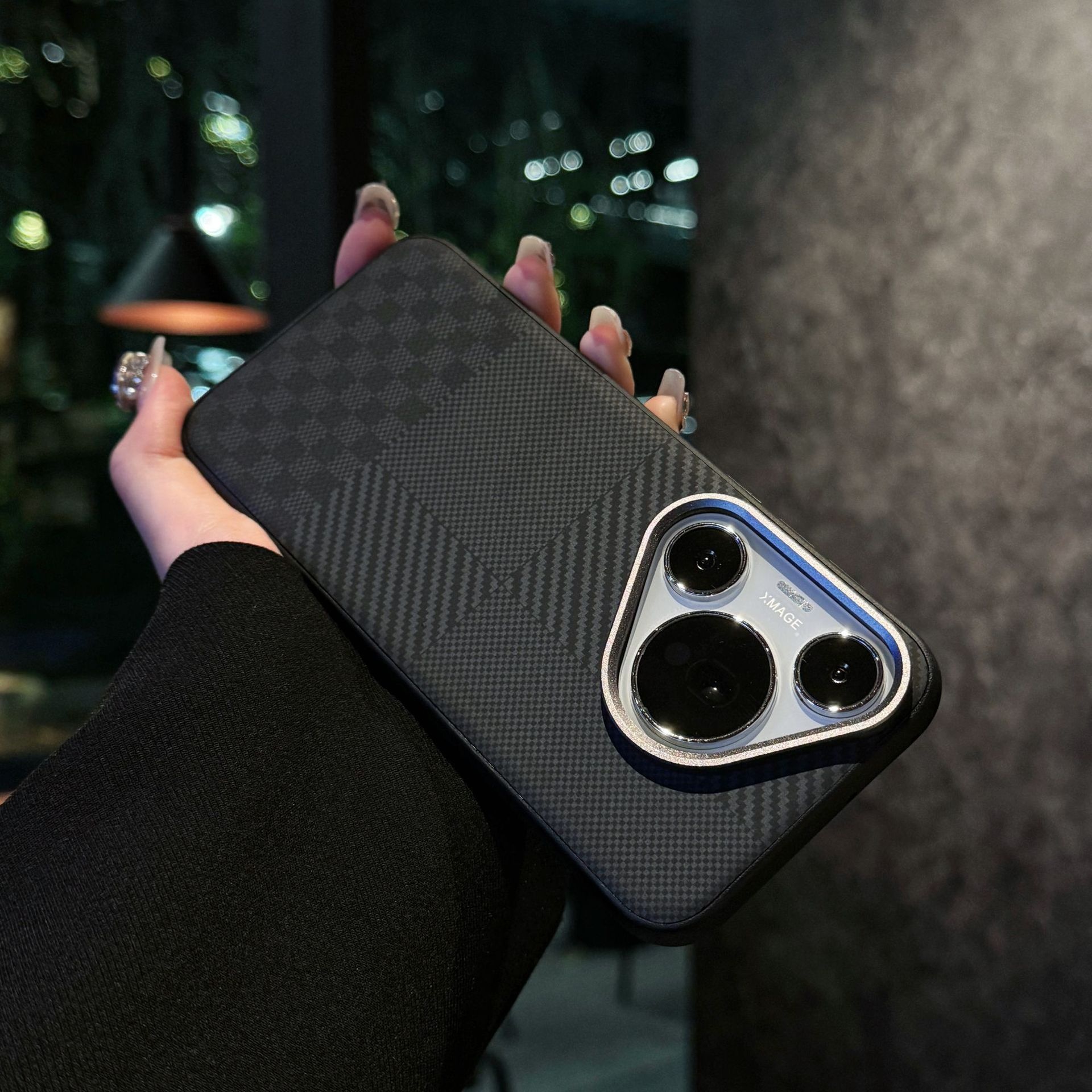 Custodia protettiva anti-caduta TechGlobe per Huawei Mate70Pro+ con cuciture in fibra di carbonio e anello per obiettivo in metallo Pura80._voghion.com