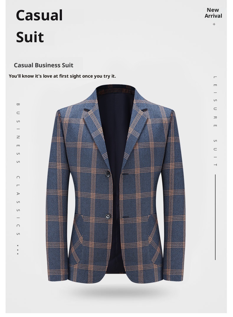 QFV507045555501<2 QFV507045555501<2 Giacca formale da uomo, scozzese di media lunghezza, non stirabile, resistente alla guerra, piccolo abito, stile, abbigliamento da lavoro leggero_voghion.com