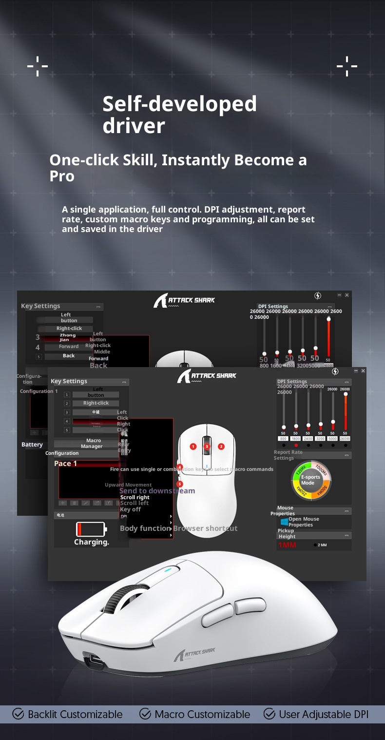 Souris sans fil Techglobe Attack Shark X3 PAW3395 légère pour le jeu, trois modes_voghion.com