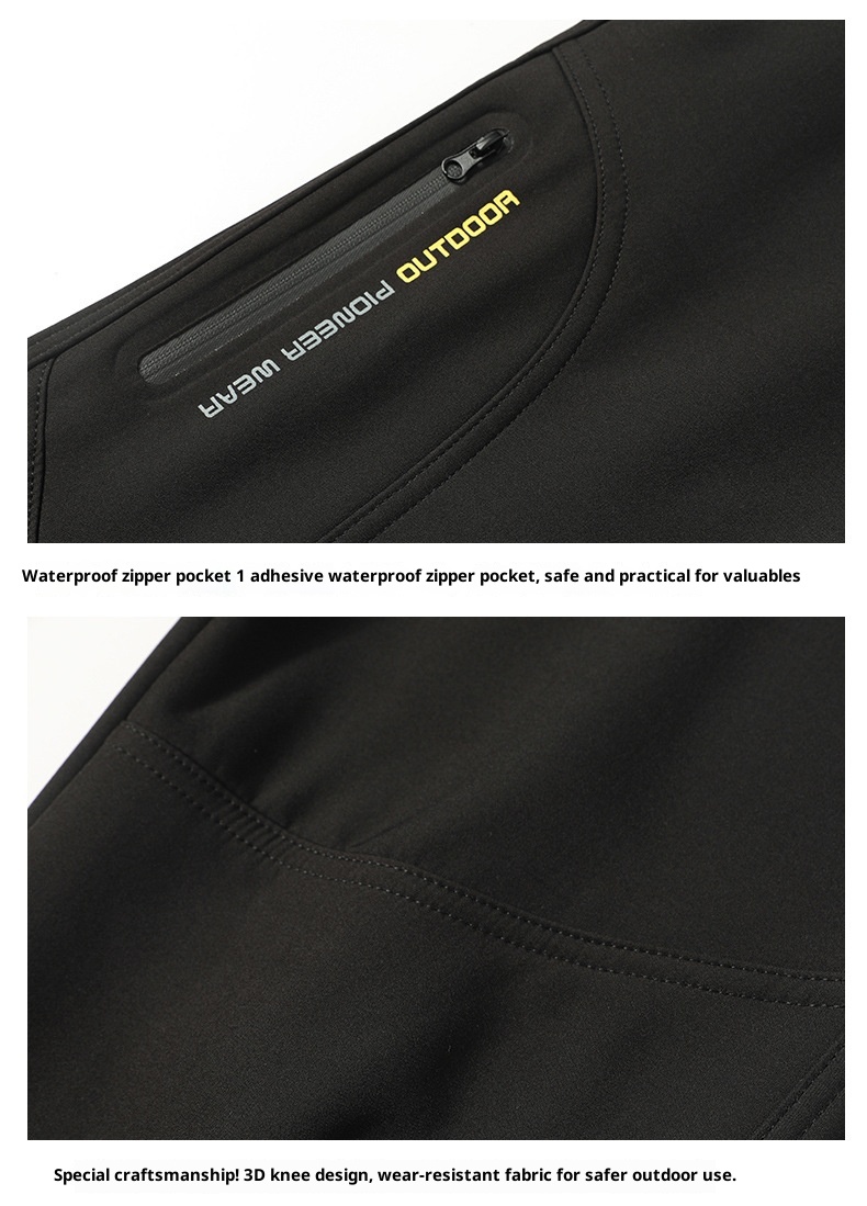 001 Wasserdichte und winddichte, fleecegefütterte, dicke Outdoor-Softshell-Cargohose für Damen und Herren_voghion.com