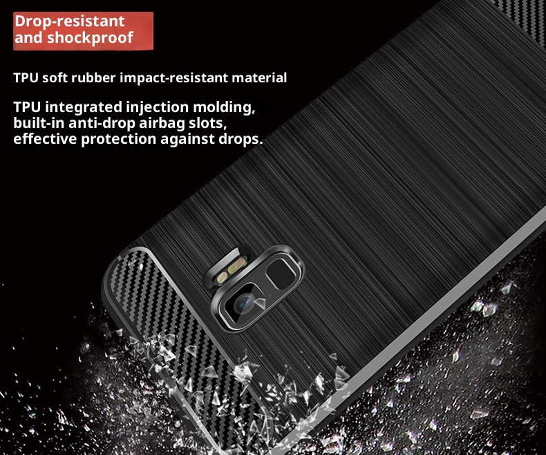 TechGlobe Custodia protettiva antiurto in fibra di carbonio spazzolata per telefono Galaxy Samsung S9_voghion.com