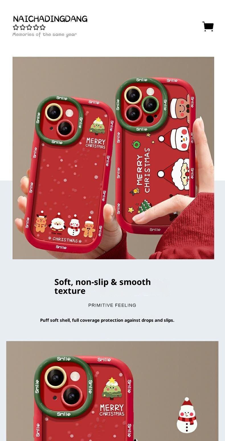 Étui TechGlobe adapté aux iPhone 13 Pro Max 14/12, modèle Père Noël, en silicone XR/XR, antichoc, 16 pouces._voghion.com