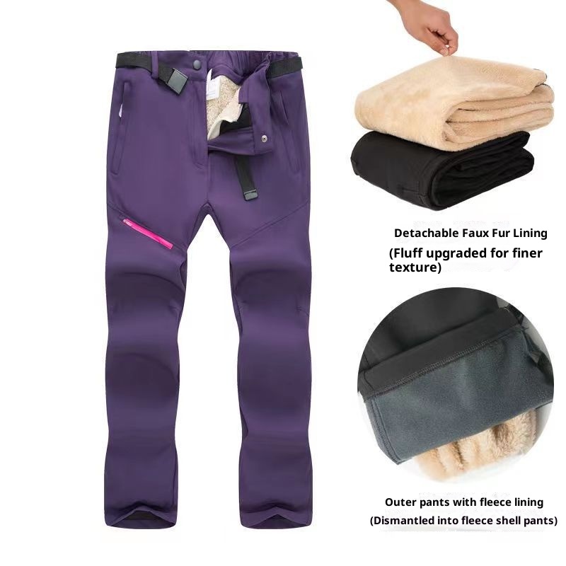 001 Nuovi pantaloni da sci da uomo, da trekking, impermeabili, traspiranti, foderati in pile softshell, spessi, da donna, in lana d'agnello_voghion.com