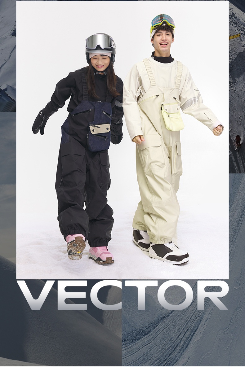 001 VECTOR Bib Single And Double Board Equipment Windproof Waterproof Loose Snow Pants Ski X20_voghion.com