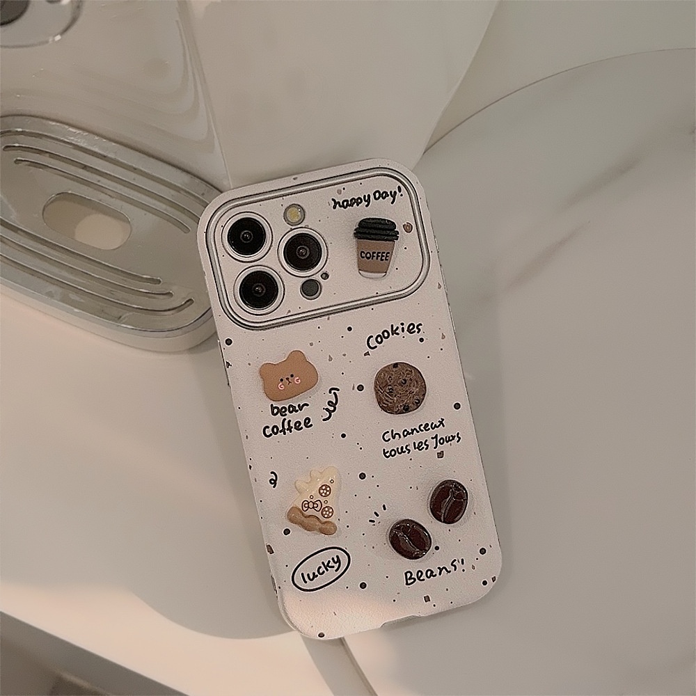 Custodia TechGlobe Ink Splash 3D Coffee Bear per iPhone 15 16 Pro Max in pelle 17 generazione 11 carina_voghion.com