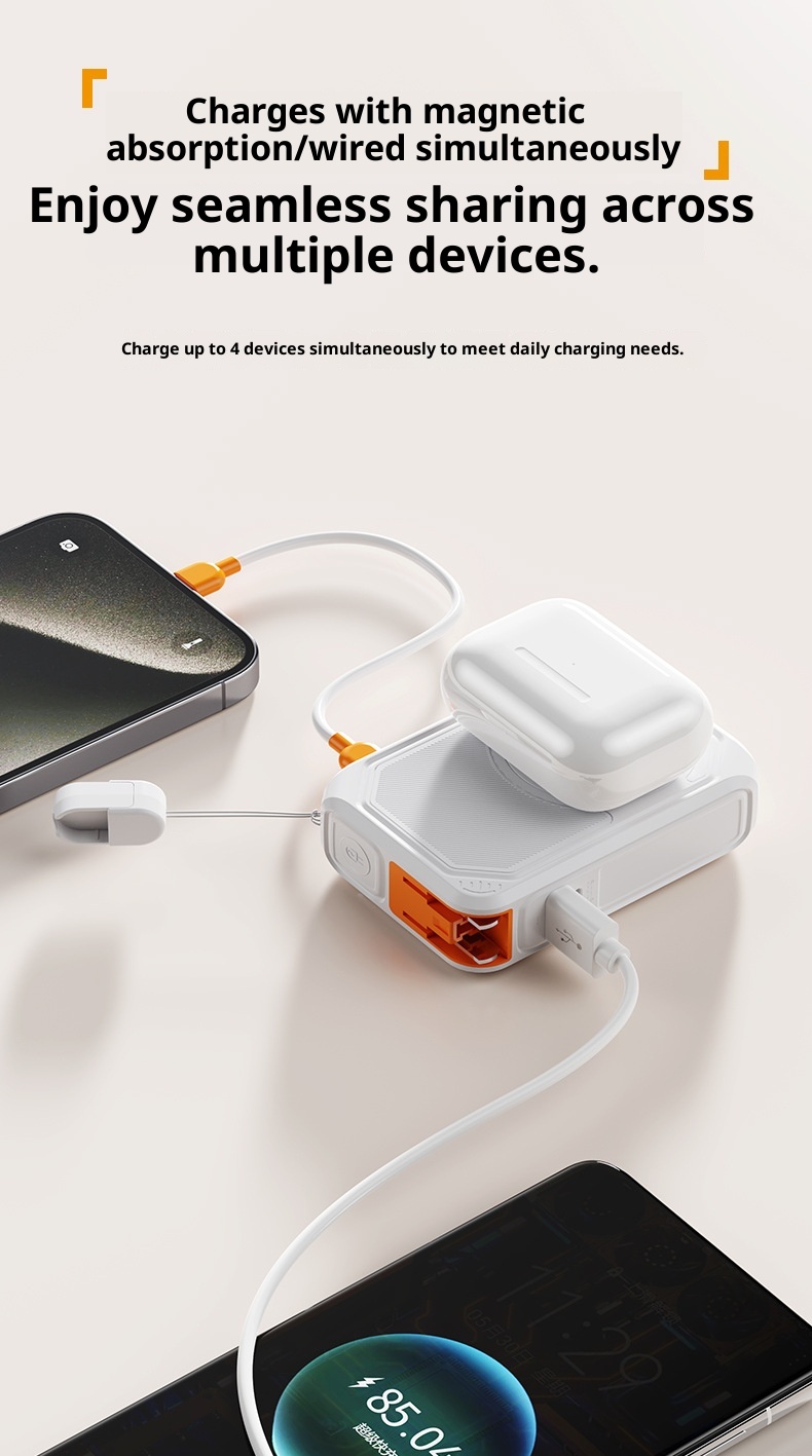 techglobe 3C Certified Cross-Border Built-in Cable AC Plug 22.5W Fast Charging Bank 10000mAh Mobile Power Supply With Printed_voghion.com