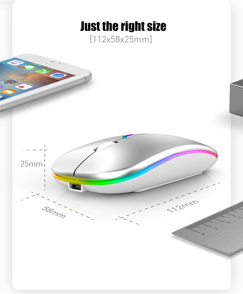 Techglobe 2.4G Bluetooth Wireless Dual Mode Silent Compatible With Laptop Charging Noiseless Office Glowing Mouse_voghion.com