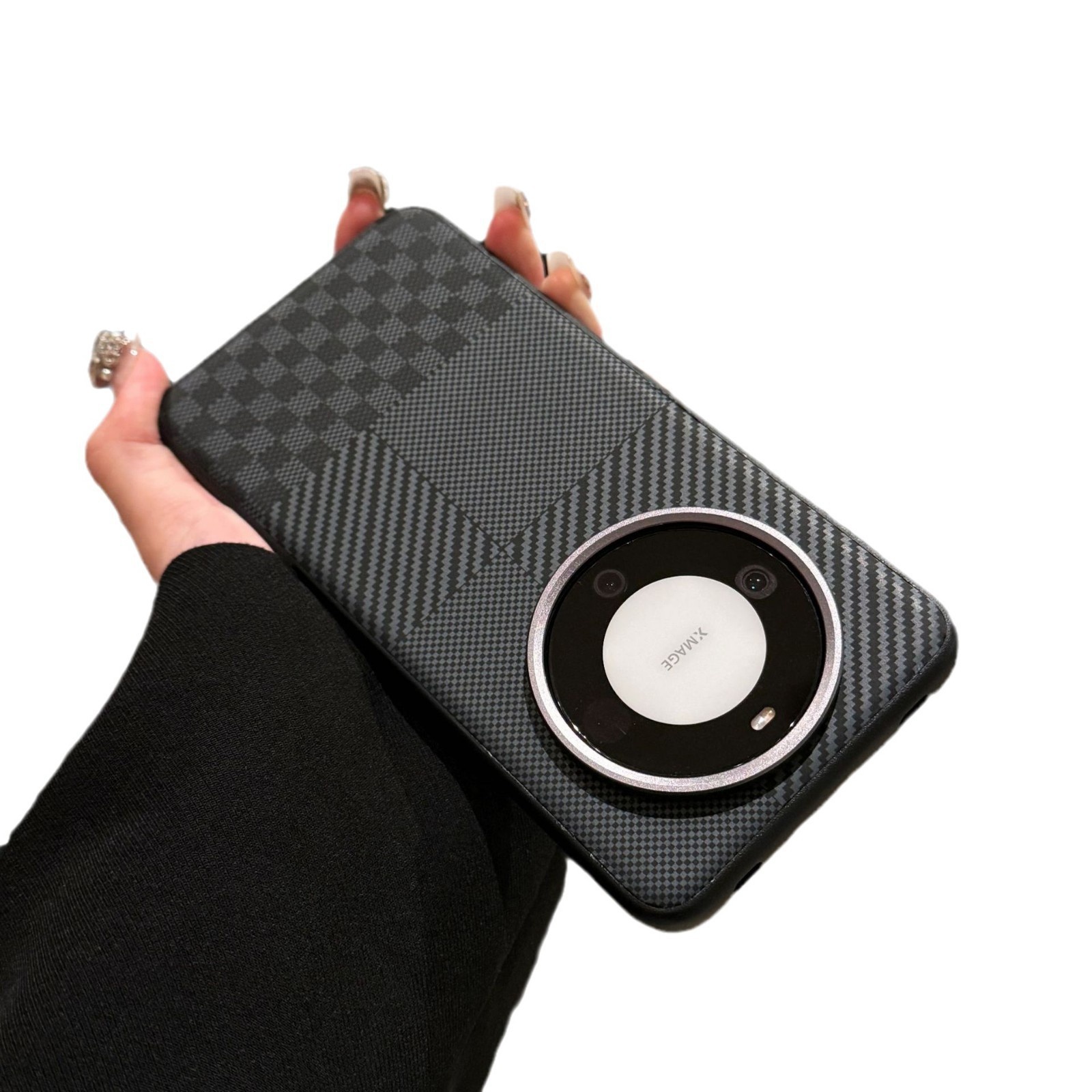Custodia protettiva anti-caduta TechGlobe per Huawei Mate70Pro+ con cuciture in fibra di carbonio e anello per obiettivo in metallo Pura80._voghion.com