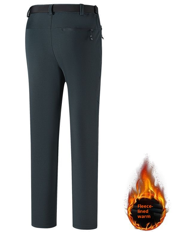 001 New Outdoor Soft Shell Fleece Lined Thicked Winter Warm Skiing Hiking Loose Windproof Waterproof Softshell Pants For_voghion.com