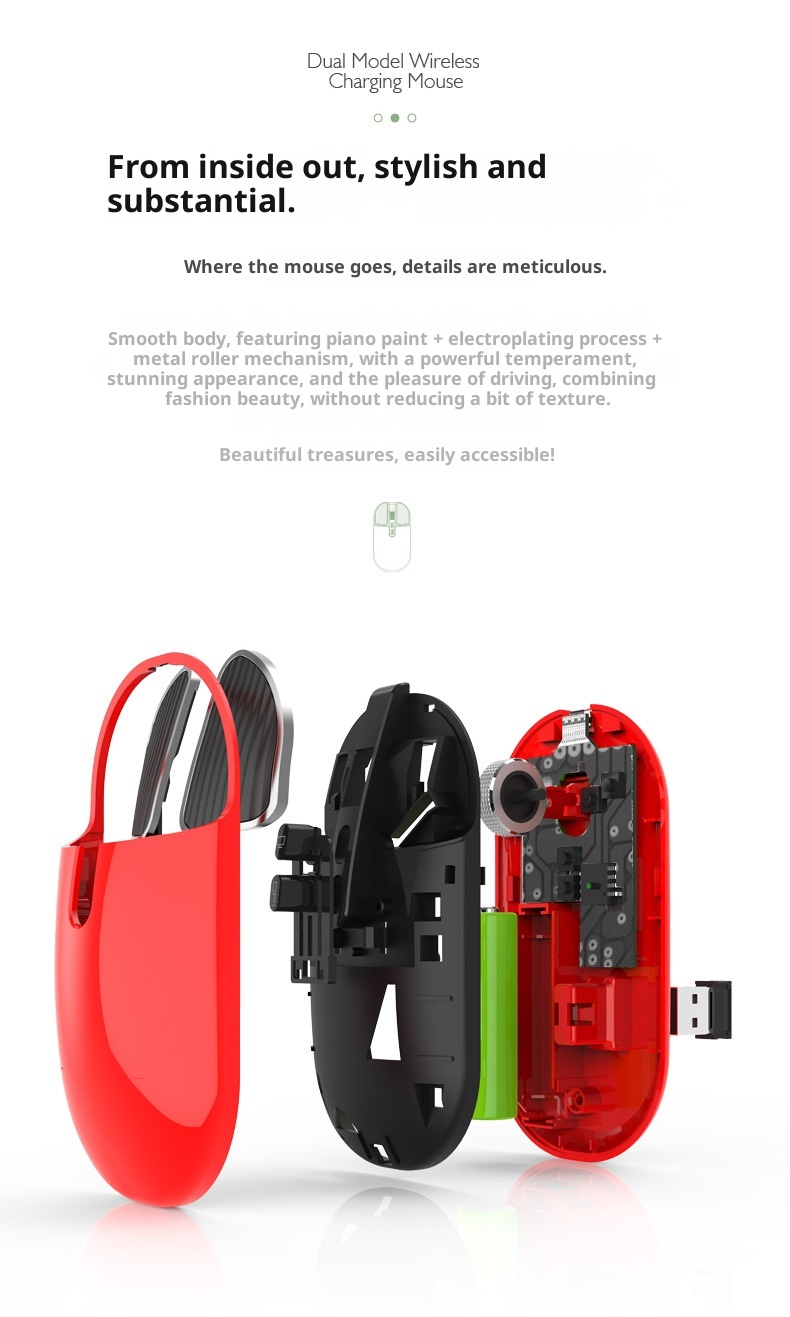 Techglobe Huma M203 Bluetooth Wireless Charging Silent Mouse Dual Mode For Computer Laptop Office Home Use Cross-border_voghion.com