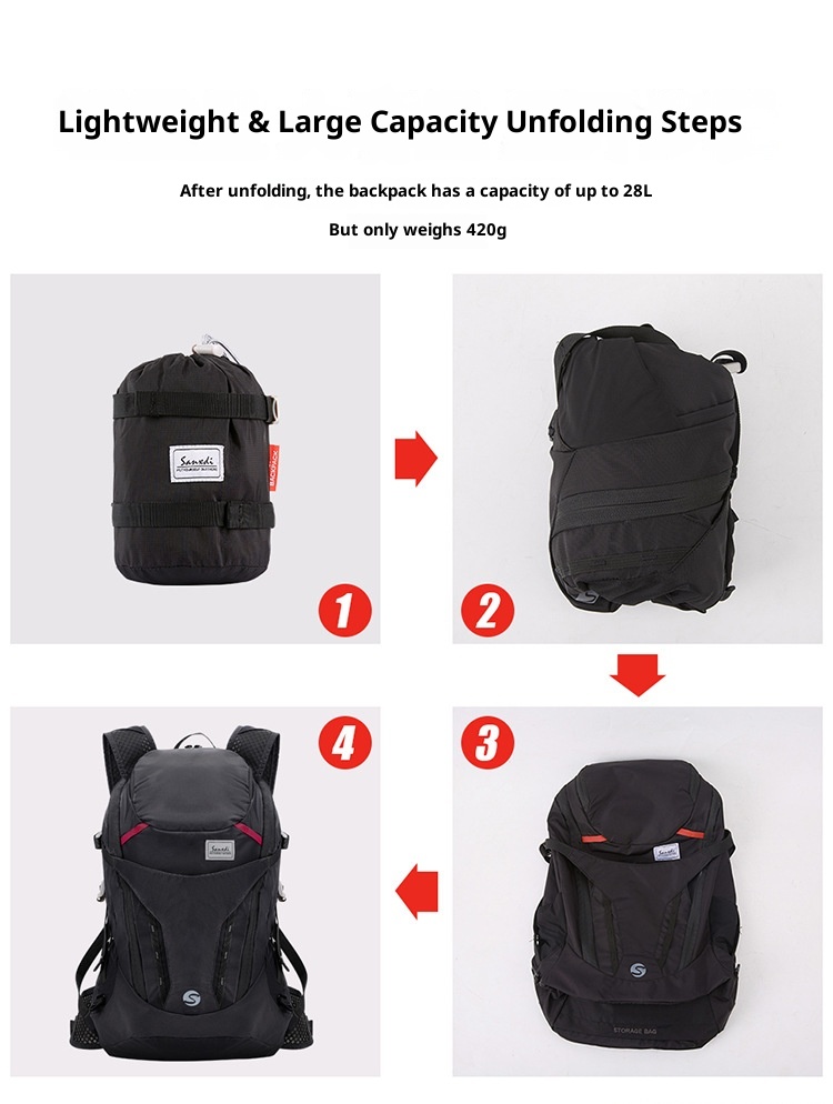 ActiveGo Ultraleichter, professioneller, faltbarer, wasserdichter Trekking- und Reiserucksack für Herren mit großem Fassungsvermögen_voghion.com