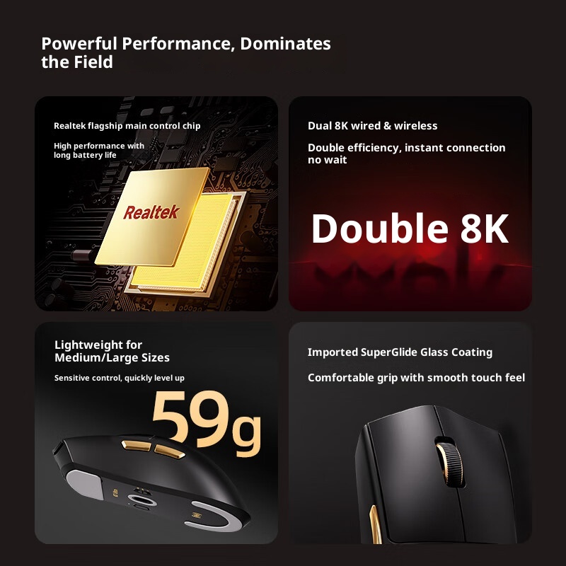 Souris de jeu e-sport ultra-légère Techglobe MCHOSE K7 avec charge sans fil 3950_voghion.com