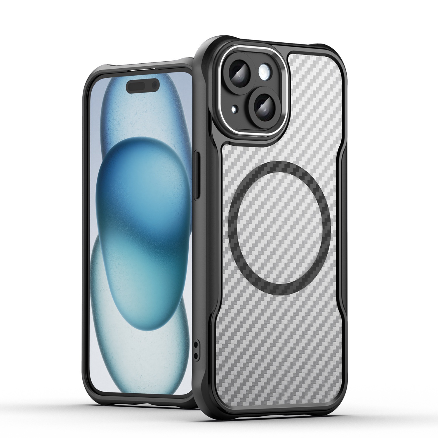 TechGlobe Kompatible Magnethülle für iPhone 15 Pro Max – Präzisions-Aussparungen, vollständige Abdeckung, PC-Doppelhülle_voghion.com