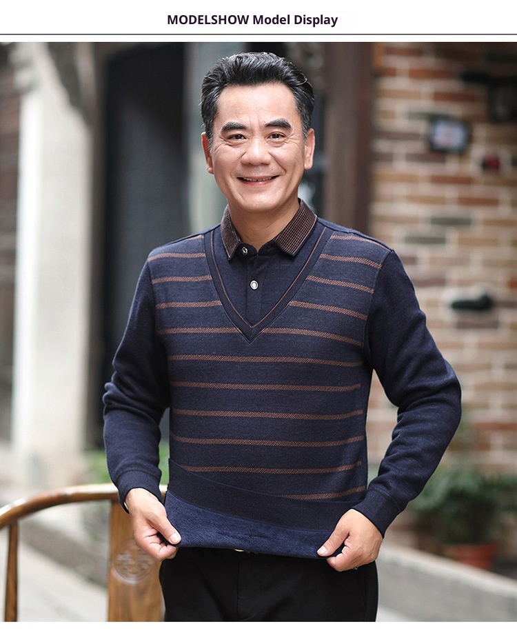 boy Boy Boy And Elderly Fleece-lined Thickened Two-piece Dad's Outfit Base Layer Thermal Clothing Middle-aged Men's Winter_voghion.com