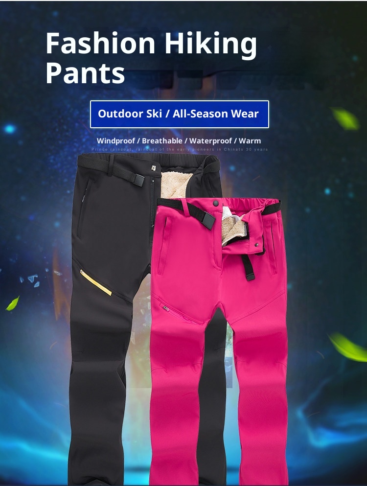 001 Winter Outdoor Lamb Wool For Men And Women Couples Waterproof Windproof Children's Softshell Ski Pants Thick_voghion.com