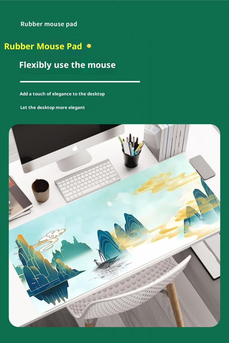 Tapis de souris 3c paysage avec bordure de verrouillage, épaisseur 4 mm, style japonais, tendance nationale, tapis de bureau chauffant pour clavier, en stock, vente en gros_voghion.com