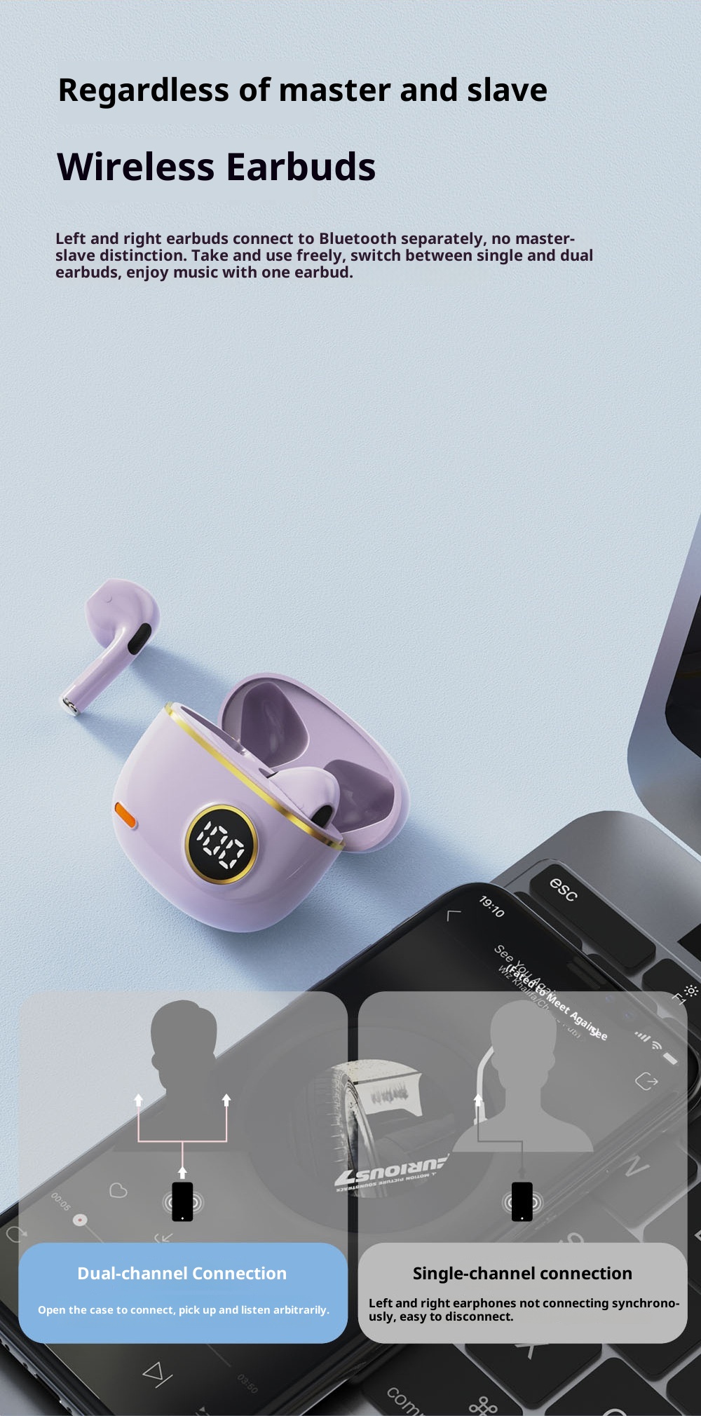 3c 2025 New S190 High Appearance Quality True Wireless Bluetooth Compact Long-Wear Comfortable Low Latency Earphones_voghion.com