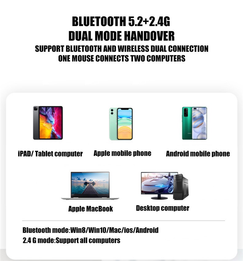 Techglobe 2.4G Bluetooth Wireless Dual Mode Silent Compatible With Laptop Charging Noiseless Office Glowing Mouse_voghion.com