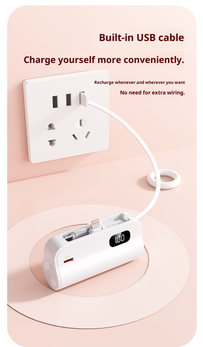 techglobe KC Cross-Border Pocket Capsule Bank 5000mAh Compact Emergency Tail Plug Mobile Power Gift Customization_voghion.com