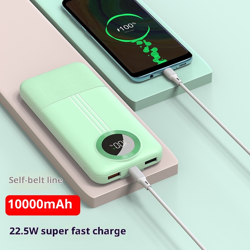 Techglobe 22,5 W, caricabatterie rapido, cavo integrato, 20000 mAh, alimentatore mobile in regalo con stampa, batteria a lunga durata_voghion.com