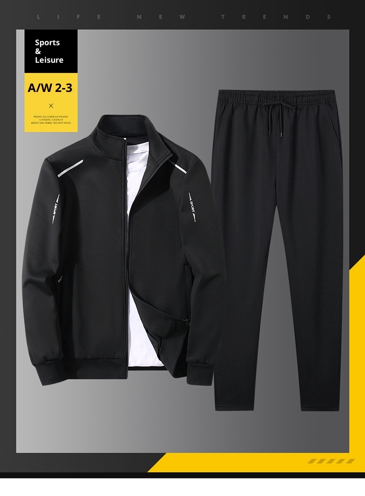 001 001 Autumn Sports Suit Men, Spring Casual Running Two-Piece Set, Youth Middle-Aged Group Suit, Bulk Purchase Sweatshirt And_voghion.com