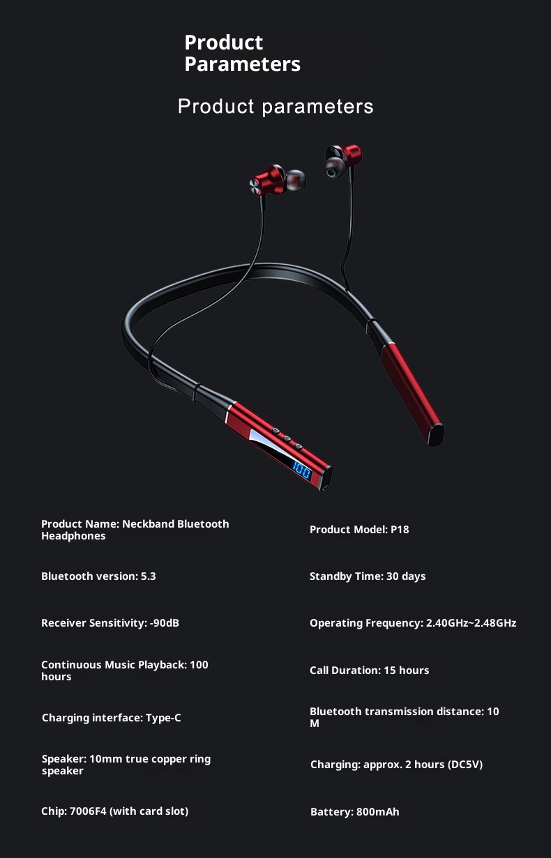 3c Nuove cuffie Bluetooth wireless di alta qualità con archetto da collo 5.3, cuffie universali da gioco senza latenza_voghion.com