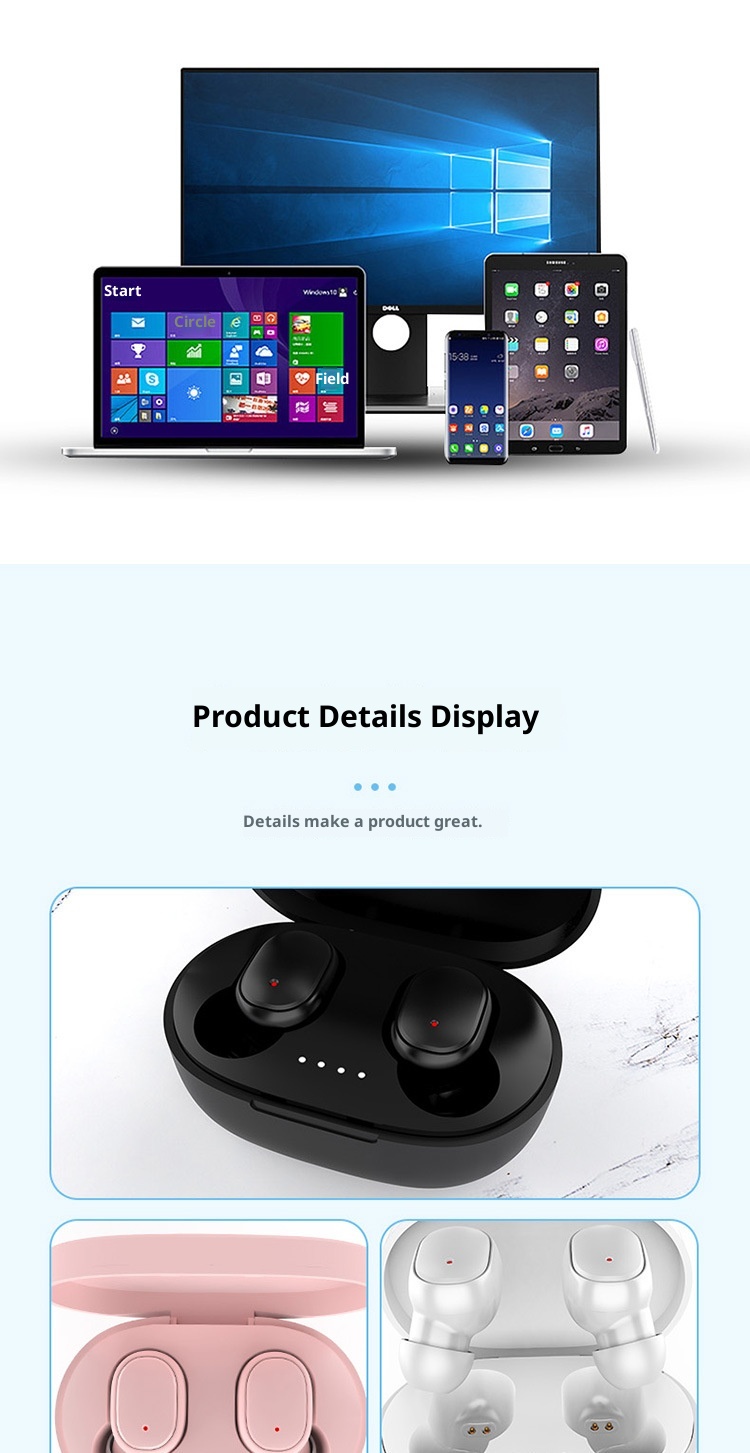 Écouteurs intra-auriculaires sans fil Bluetooth 3c Cross-border A6S E6S, longue autonomie, sport E7s, affichage numérique_voghion.com