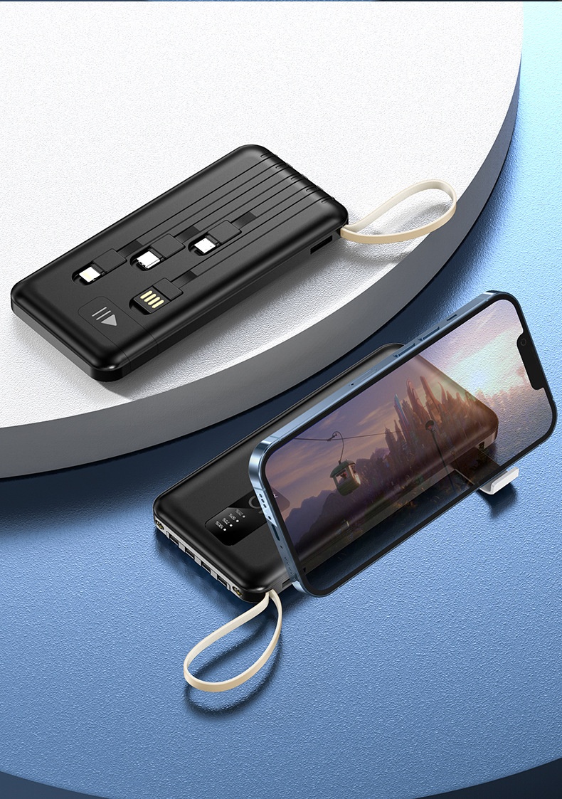 techglobe Großhandel Geschenk Mobile Powerbank mit integriertem Kabel 20000mAh Große Kapazität Gemeinsames Schnellladen Tragbarer Akku_voghion.com