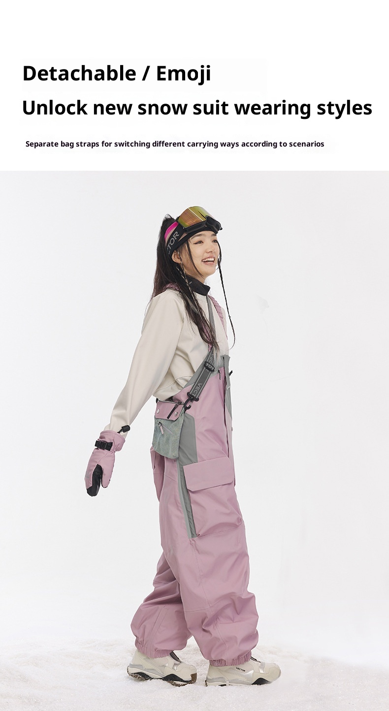 001 VECTOR Bib Single And Double Board Equipment Windproof Waterproof Loose Snow Pants Ski X20_voghion.com