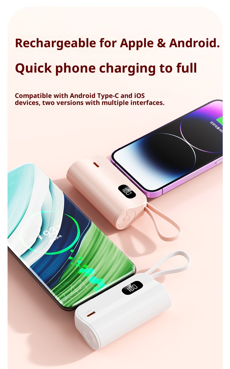 techglobe KC Cross-Border Pocket Capsule Bank 5000mAh Compact Emergency Tail Plug Mobile Power Gift Customization_voghion.com