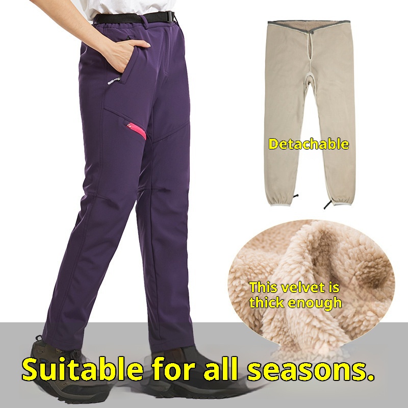 001 Winter Outdoor Lamb Wool For Men And Women Couples Waterproof Windproof Children's Softshell Ski Pants Thick_voghion.com