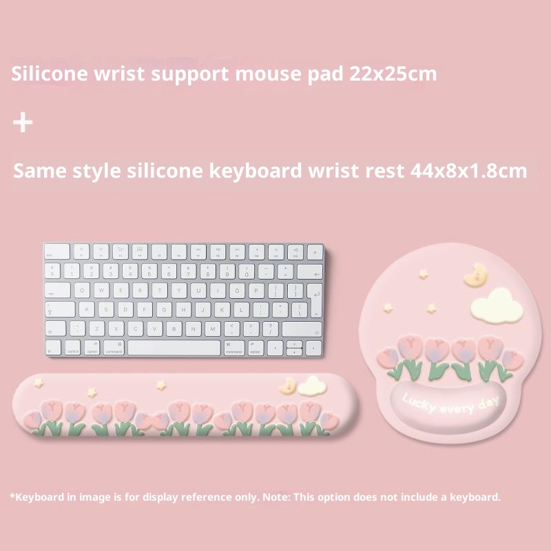 3c Tulip Mouse Pad Thickened Wrist Silicone Cartoon Laptop Keyboard Hand Rest Pillow Office Home Gaming_voghion.com