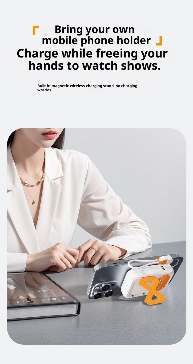 techglobe 3C Certified Cross-Border Built-in Cable AC Plug 22.5W Fast Charging Bank 10000mAh Mobile Power Supply With Printed_voghion.com