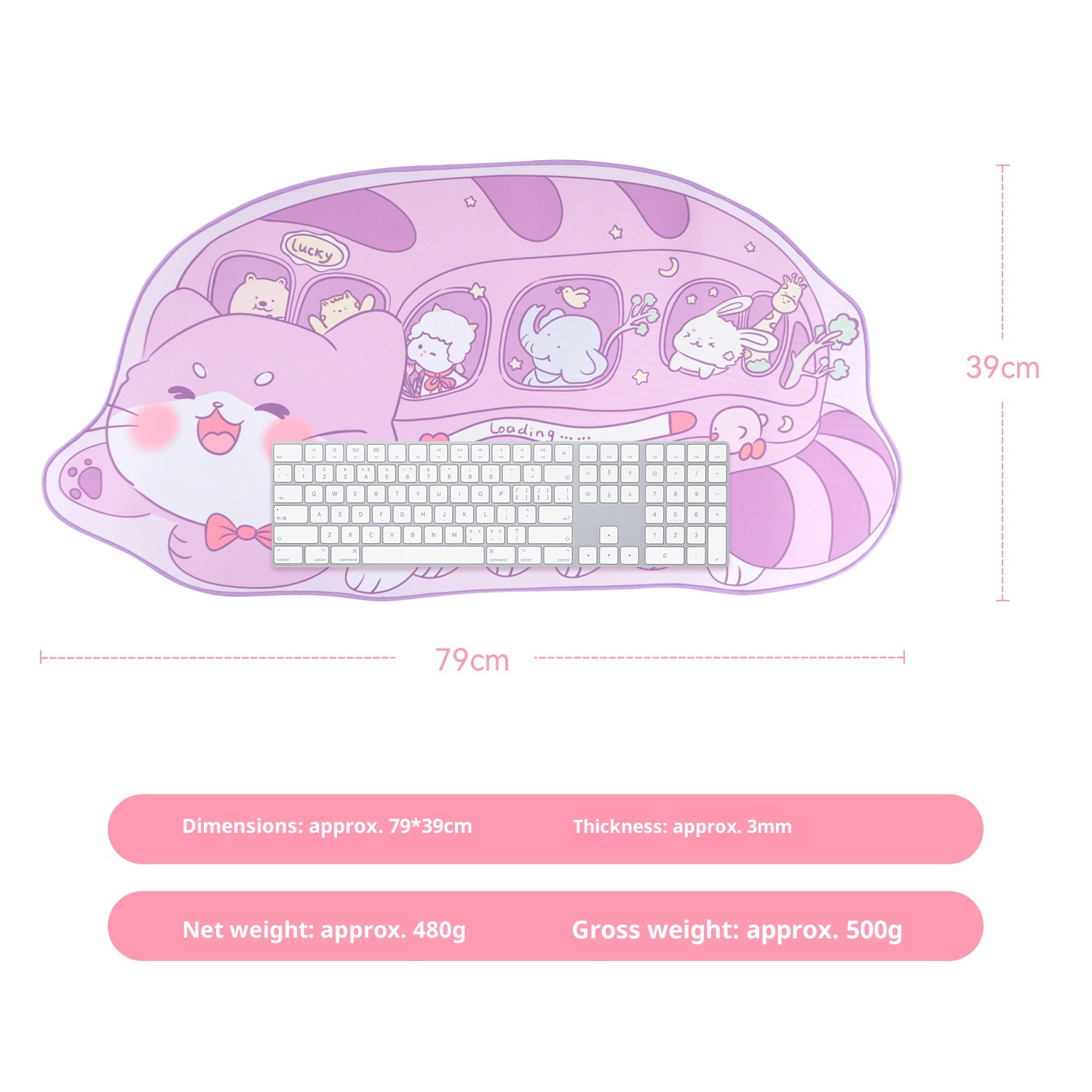3c Cat Bus Mouse Pad Ins Cartoon Extra Large Wrist Rest Keyboard Tray Office Desk Non-Slip Mat Gaming_voghion.com