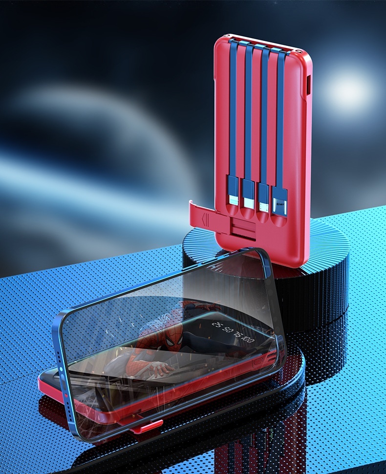 techglobe Wholesale Portable Built-in Cable Mirror Bank 20000mAh High-Quality Gift Mobile Power Supply PowerBank_voghion.com