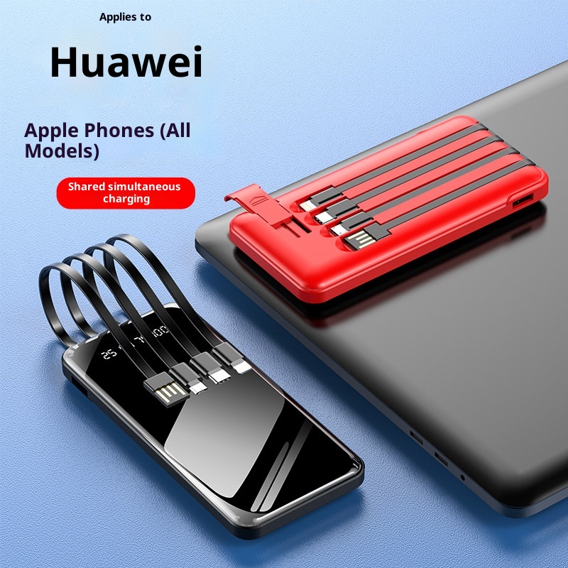 techglobe Wholesale Portable Built-in Cable Mirror Bank 20000mAh High-Quality Gift Mobile Power Supply PowerBank_voghion.com